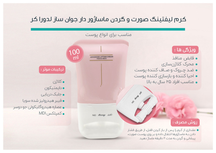 کرم لیفتینگ صورت و گردن ماساژور دار جوان ساز 100 میلی لیتر
